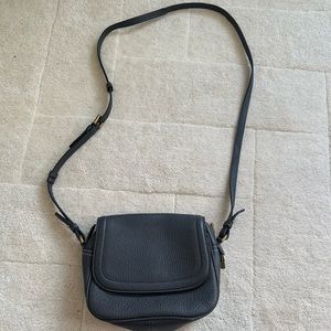 J.Crew dark green/grey leather crossbody bag with gold detailing.